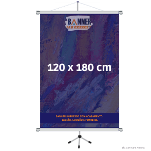 Banner 120 x 180 cm   4x0  Bastão, Cordão e Ponteira 